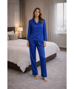 Çizgili Lacivert Pijama Takımı