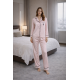 Pembe Çizgili Saten Pijama Takımı