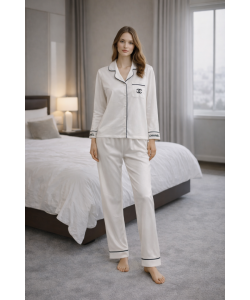 Kadife Beyaz Pijama Takımı