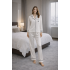 Kadife Beyaz Pijama Takımı