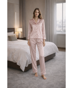 Somon Saten Pijama Takımı