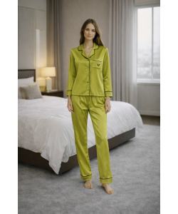 Yeşil Saten Pijama Takımı