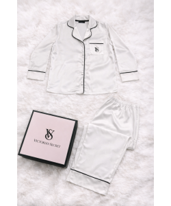 Beyaz Saten Pijama Takımı