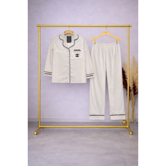 Kadife Beyaz Pijama Takımı