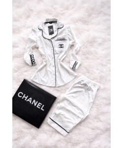 Kadife Beyaz Pijama Takımı