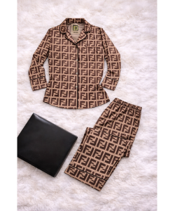 Desenli Saten Pijama Takımı