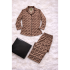 Desenli Saten Pijama Takımı