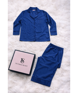 Çizgili Lacivert Pijama Takımı