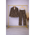Leopar Desenli Saten Pijama Takımı