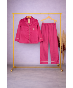Pembe Saten Pijama Takımı