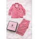 Çizgili Pembe Saten Pijama Takımı