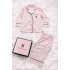Pembe Çizgili Saten Pijama Takımı