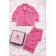 Pembe Desenli Saten Pijama Takımı