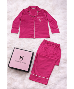 Pembe Saten Pijama Takımı