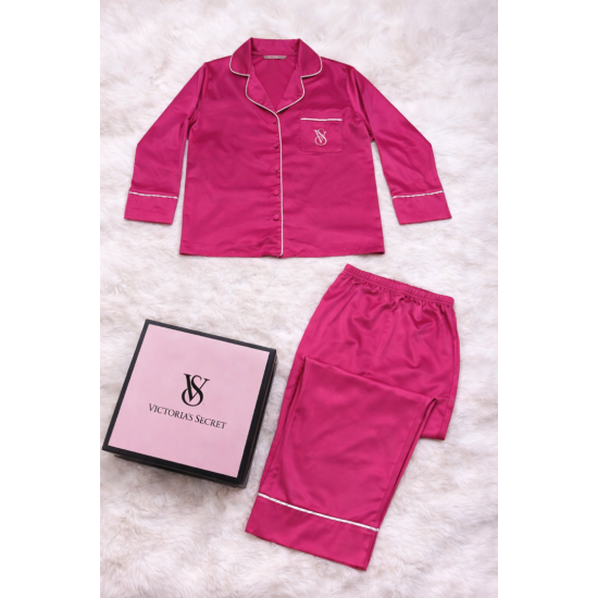 Pembe Saten Pijama Takımı