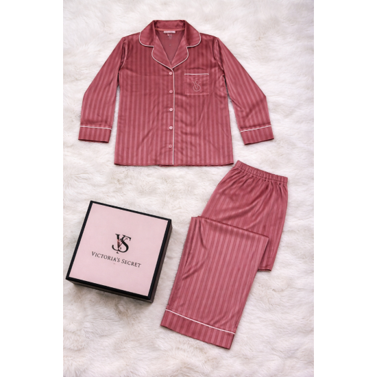 Gri Çizgili Kadife Pijama Takımı