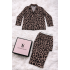 Leopar Desenli Saten Pijama Takımı