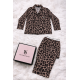 Leopar Desenli Saten Pijama Takımı