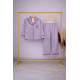 Çizgili Lila Saten Pijama Takımı