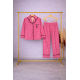 Pembe Desenli Saten Pijama Takımı